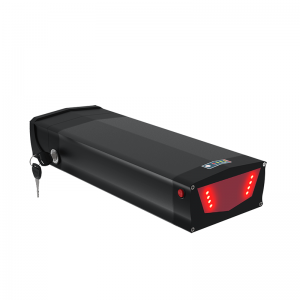 Bakre rack litium ebike batteri bms laddningsbart 18650 batteri 36v 48v 52v 10ah 20Ah för elektrisk cykel